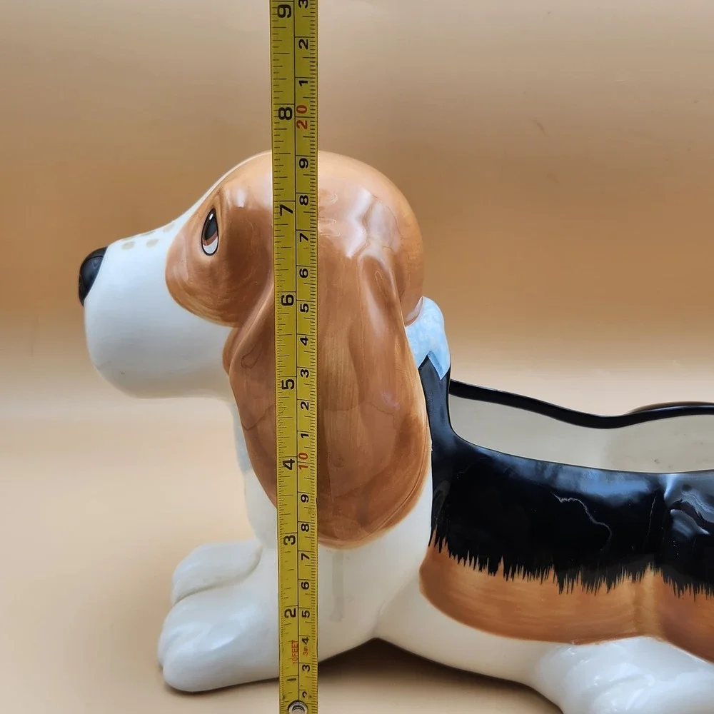 Pioneer Woman Charlie Basset Hound Dog Ceramic Stoneware Flower Pot Planter 12